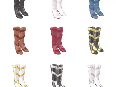 Knee Boots Pack Vol 2 Low-poly 3D model