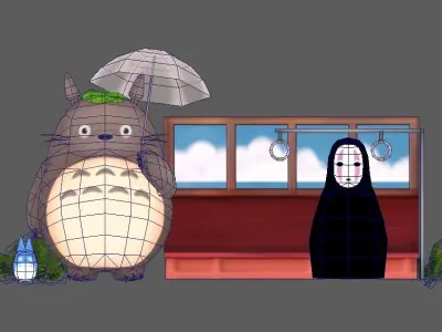 bus stop totoro  Low-poly 3D model