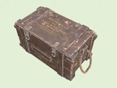 Old military box ammo create Low-poly 3D model