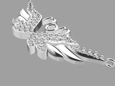  Golden Winged MOM Pendant 3D print model