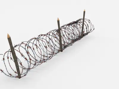 Lowpoly Barb Wire Obstacle Low-poly 3D model
