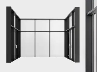 Panoramic windows Door Entrance 4 Low-poly 3D model