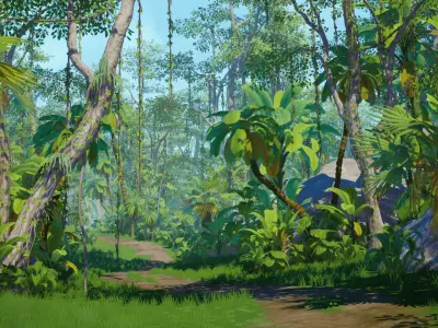 Stylized Environment Series - Jungle Package Low-poly 3D model