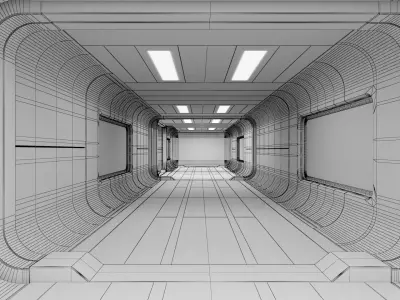 Sci-Fi corridor Low-poly 3D model order