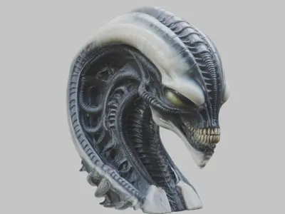 HR Giger Alien Bust  Xenomorph Creature Low-poly 3D model