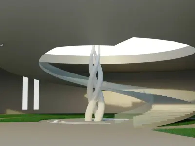 Concrete Royal Urban Round Pavilion 3D model