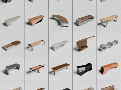 Ultimate Bench Collection Low-poly 3D model