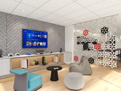 Airflake wall in office with geometric patterns 3D model