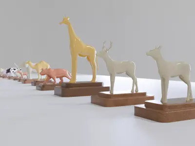Animal Statue Props Pack Low-poly 3D model