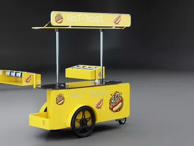 Mobile Food Cart hot-Dog Low-poly 3D model