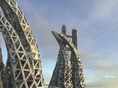 Glass pyramid Elite Tower Complex kitbash 3D model