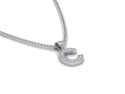 Pendant C letter with diamonds 3D print model