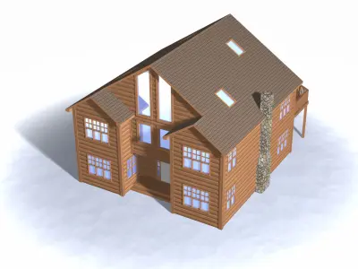 Winter Log Cabin Exterior 3D model