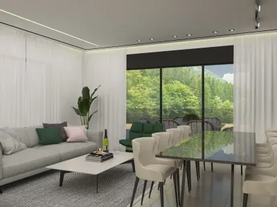 Living room and kitchen 3D model