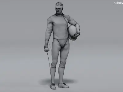  Male Fencer Epee Animated HQ 