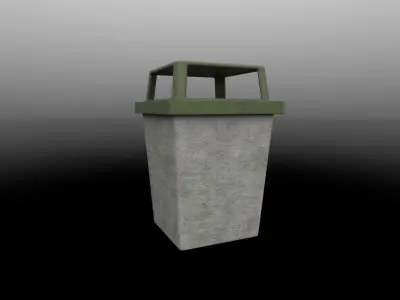 Cement Dustbin Low-poly 3D model