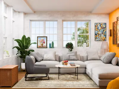 Modern Living Room 3D Model  High-Quality Interior Design 3D model