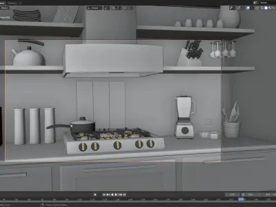 Realistic 3d Model of Luxury Kitchen Low-poly 3D model