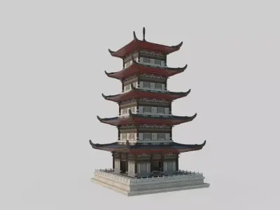 Ancient Asian Architectural Pagodas 3D model
