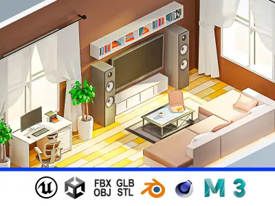 Room 14 Low-poly 3D model