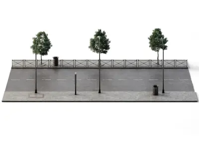 Street Set 24m x 14m Low-poly 3D model