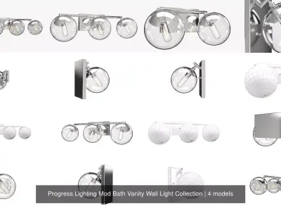 Progress Lighting Mod Bath Vanity Wall Light Collection 3D Model Pack