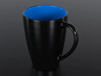 Latte Ceramic Mug with 10 Inside Color Variations Low-poly 3D model