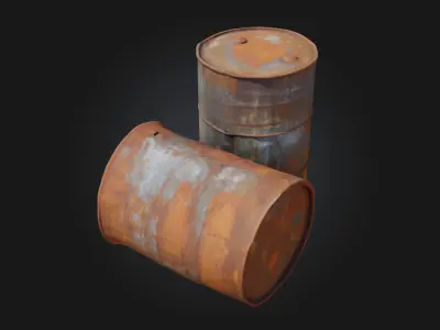Rusty Barrels  Post Apocalyptic Props Pack 3D model