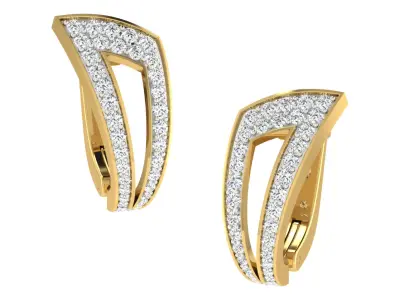 Light Weight Yellow Gold Diamond Earring EZ BI-55 3D print model