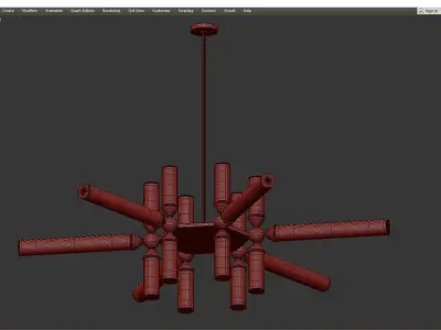 Designer ceiling lamp castle Low-poly 3D model