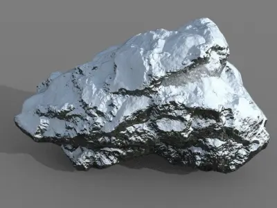 Low poly Snow Rock -190426 Low-poly 3D model