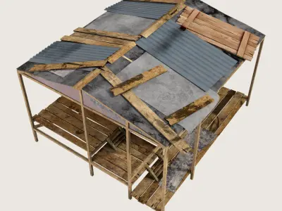 Old shack Low-poly 3D model