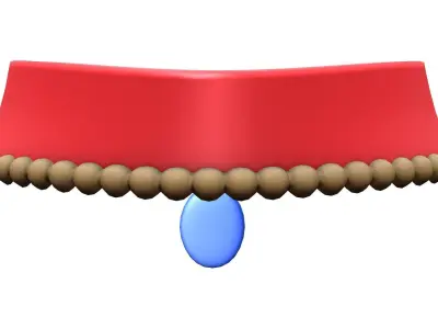 Choker Necklace With Blue Stone Low-poly 3D model