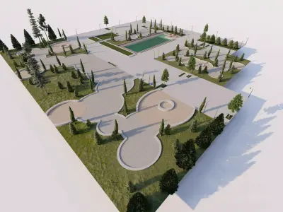 public park-Private Park Landscape -Park Center 3D model