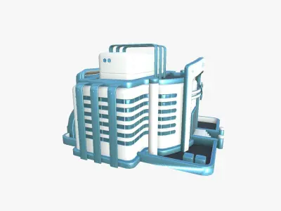 SciFi Bank A01 White Blue - Sci Fi Exterior Design Low-poly 3D model