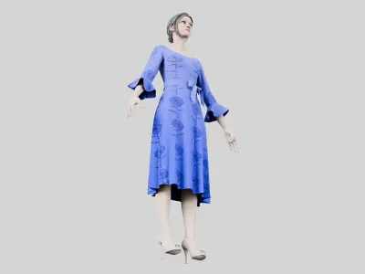 Dress 03 Very Light Blue Low-poly 3D model