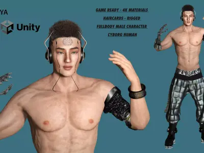 AAA 3D Cyborg Futuristic Male 02 -Game Ready Realistic Character Low-poly 3D model
