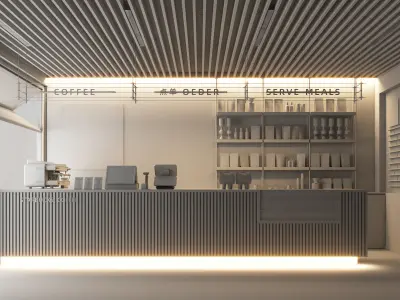 coffee shop Low-poly 3D model