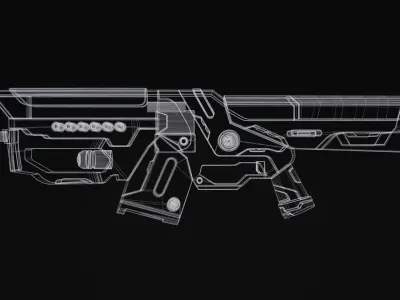Thraxal Rifle Scifi Game Ready Low-poly 3D model