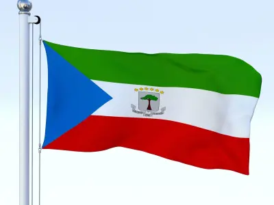 Animated Equatorial Guinea Flag Low-poly 3D model