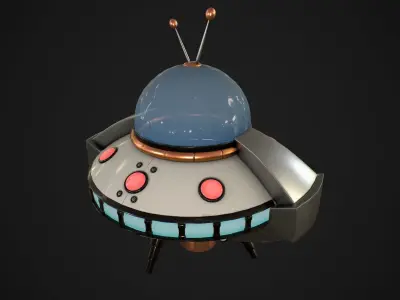 Cartoon Spaceship PBR Low-poly 3D model