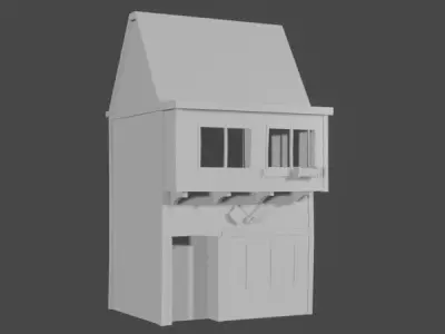 Medieval house Low-poly 3D model 45