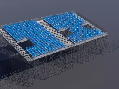 Modular Game Ready Grandstand V2 Low-poly 3D model