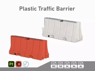 Plastic Traffic Barrier Low-poly 3D model