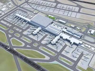 Malaga Costa del Sol Airport 10km Low-poly 3D model