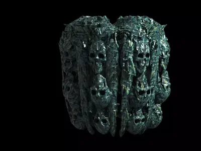 Scull secret pillar wall stone  3D model