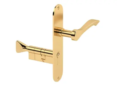 Andros Door Handle Brass 3D model
