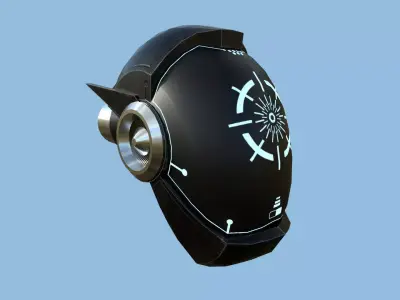 SciFi Helmet 06 - Black Steel - Character Design Fashion Low-poly 3D model
