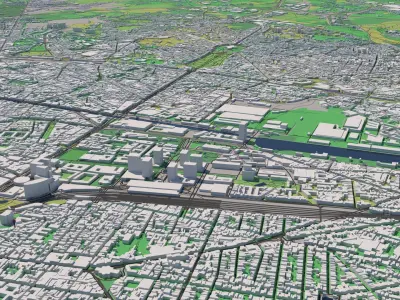 Brussels Belgium 25x25km City Map 3D model