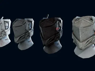Sci-Fi Helmet Low-poly 3D model 4